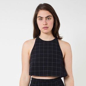 American Apparel Grid Top | Cropped | Black | Size XS